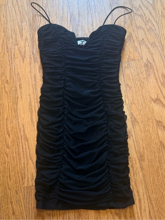Princess Polly Dresses & Skirts - Princess Polly Black Ruched Spaghetti-Strap Mini Dress Size 4